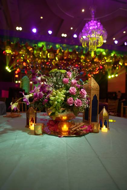 Tablescape and Ceiling — Sangeet decor — W GOA